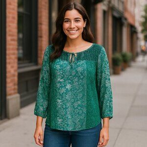 NWT Indigo Boho Top Size 1X​​​​